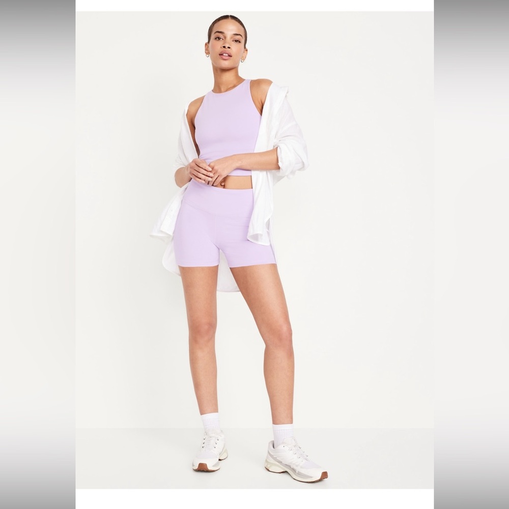 High-Waisted PowerSoft Biker Shorts - Women’s Medium - Lavender Aura - NWT